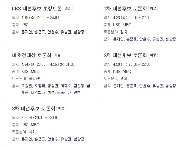 2017 대선후보 TV 토론 일정.jpg | 인스티즈
