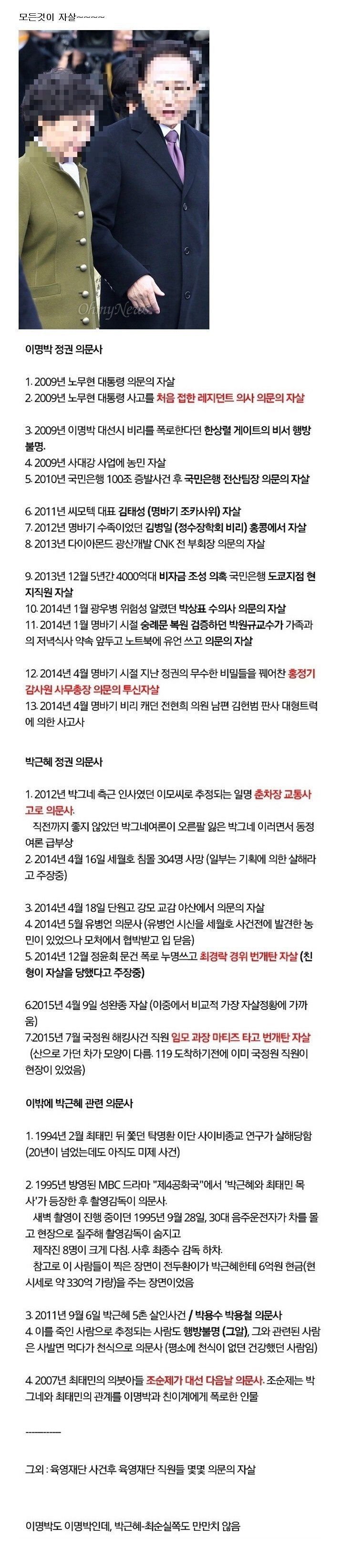지난 9년간 정부아래에서 의문사한 사람들 | 인스티즈