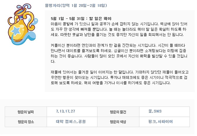 5월 별자리 운세 | 인스티즈