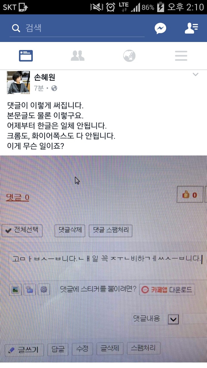 손혜원 의원 페이스북 | 인스티즈