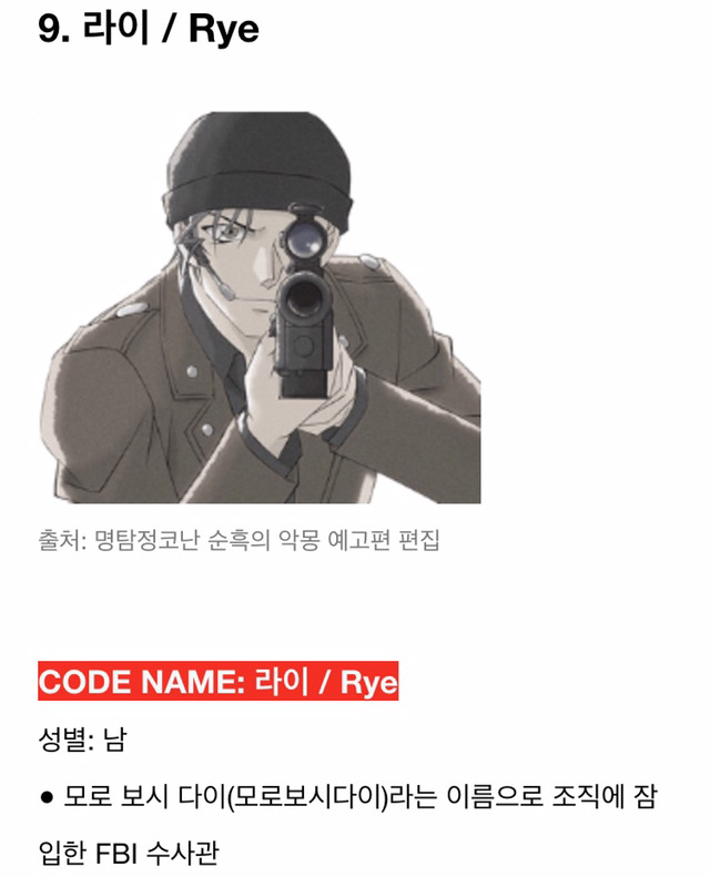 명탐정코난 검은조직 멤버들 정리 | 인스티즈