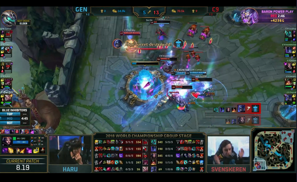 [LOL] 2018 롤드컵 그룹 스테이지 / 대회 5일차 2경기,"GEN(한국) vs C9(북미)"- 경기결과 | 인스티즈